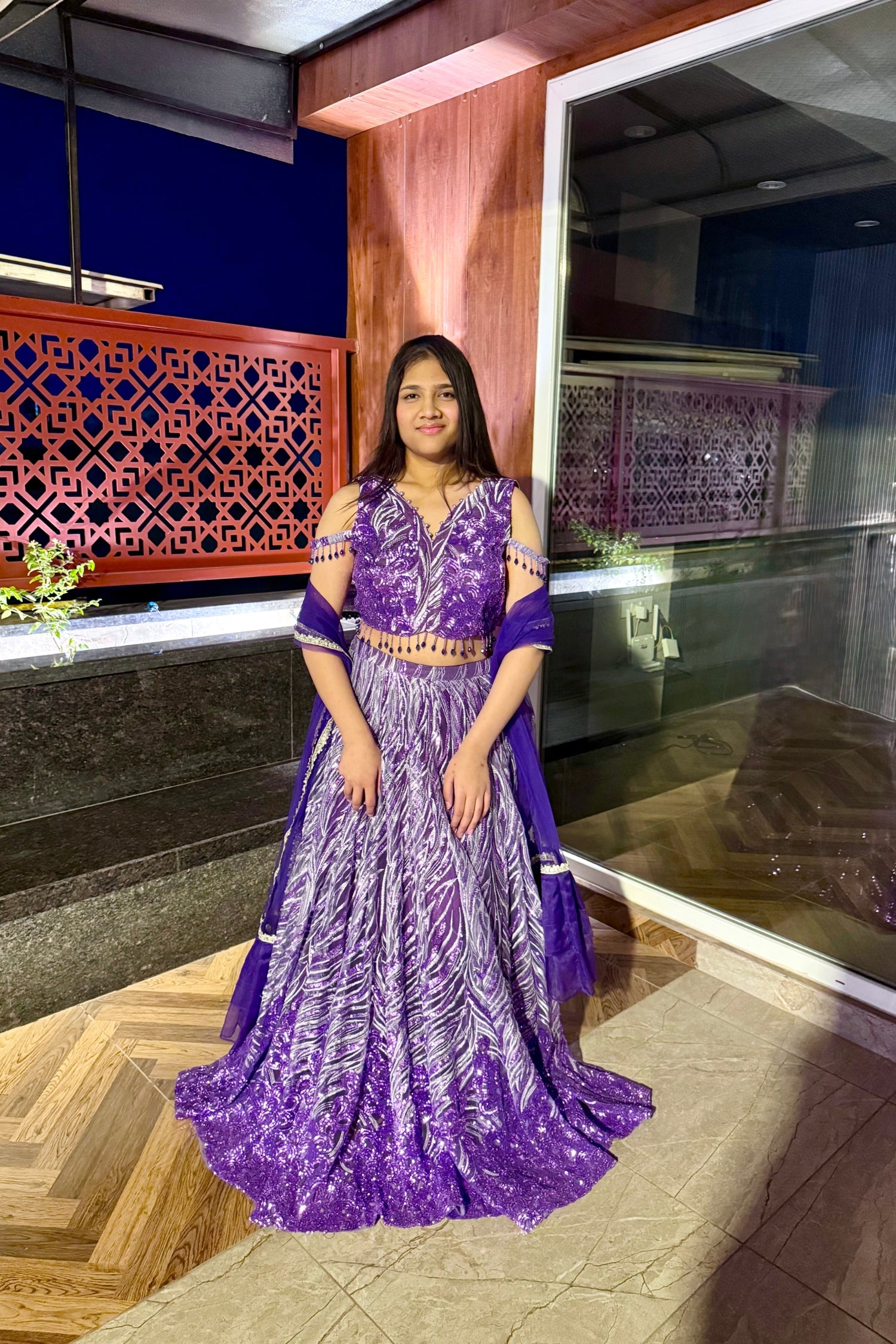 Amethyst sequin lehenga set