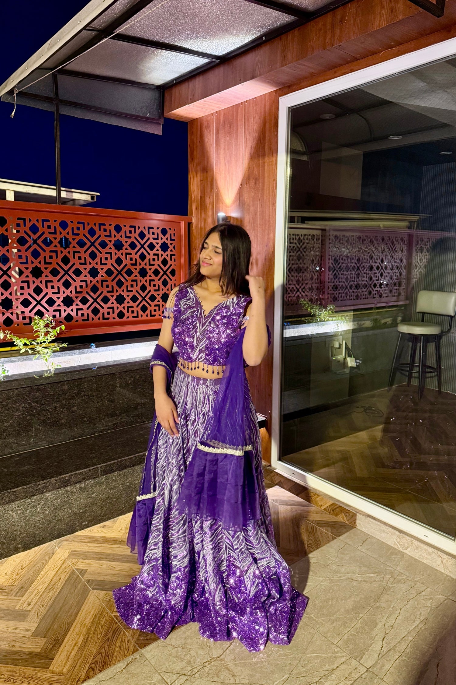 Amethyst sequin lehenga set