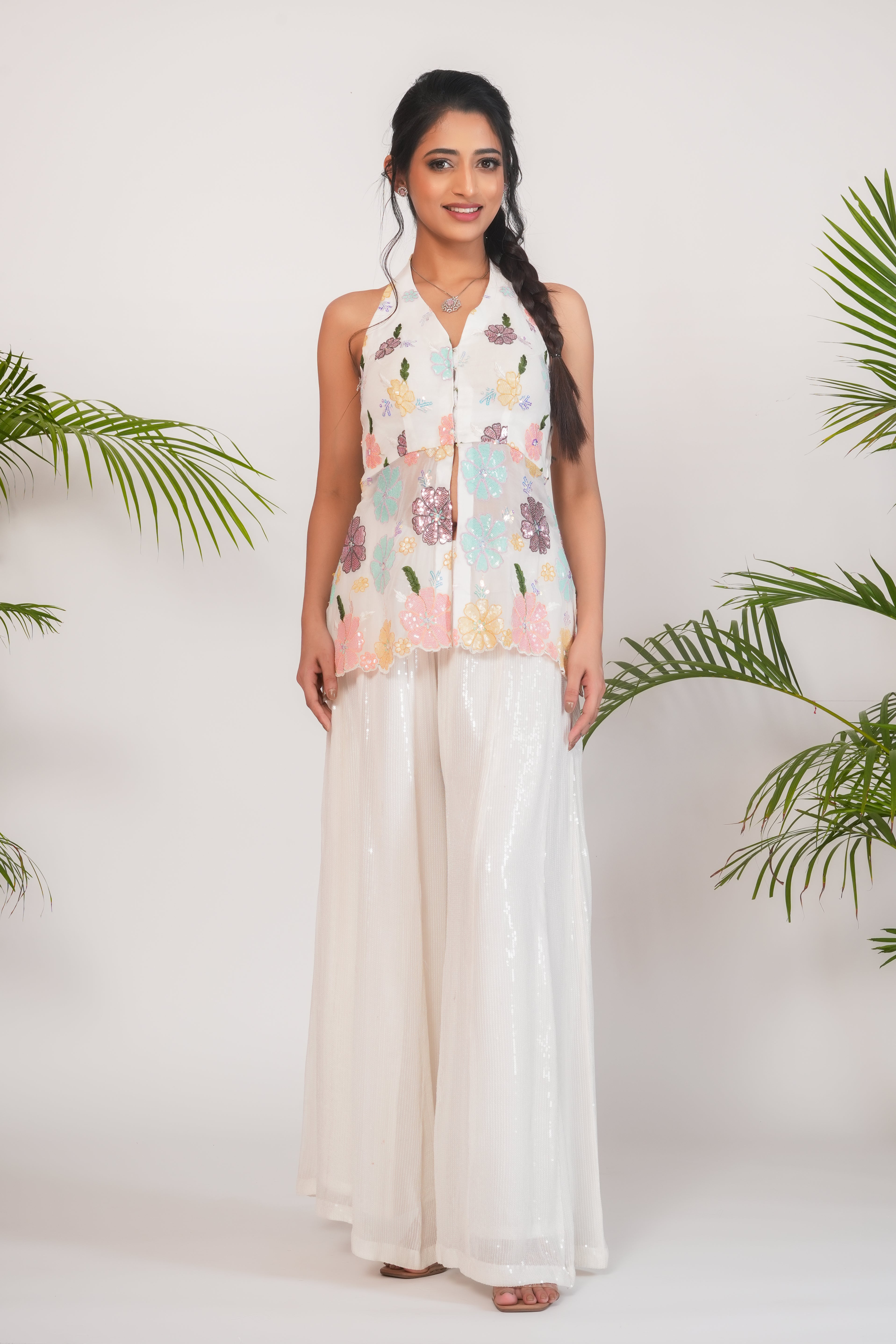 HALTER NECK SHARARA SET