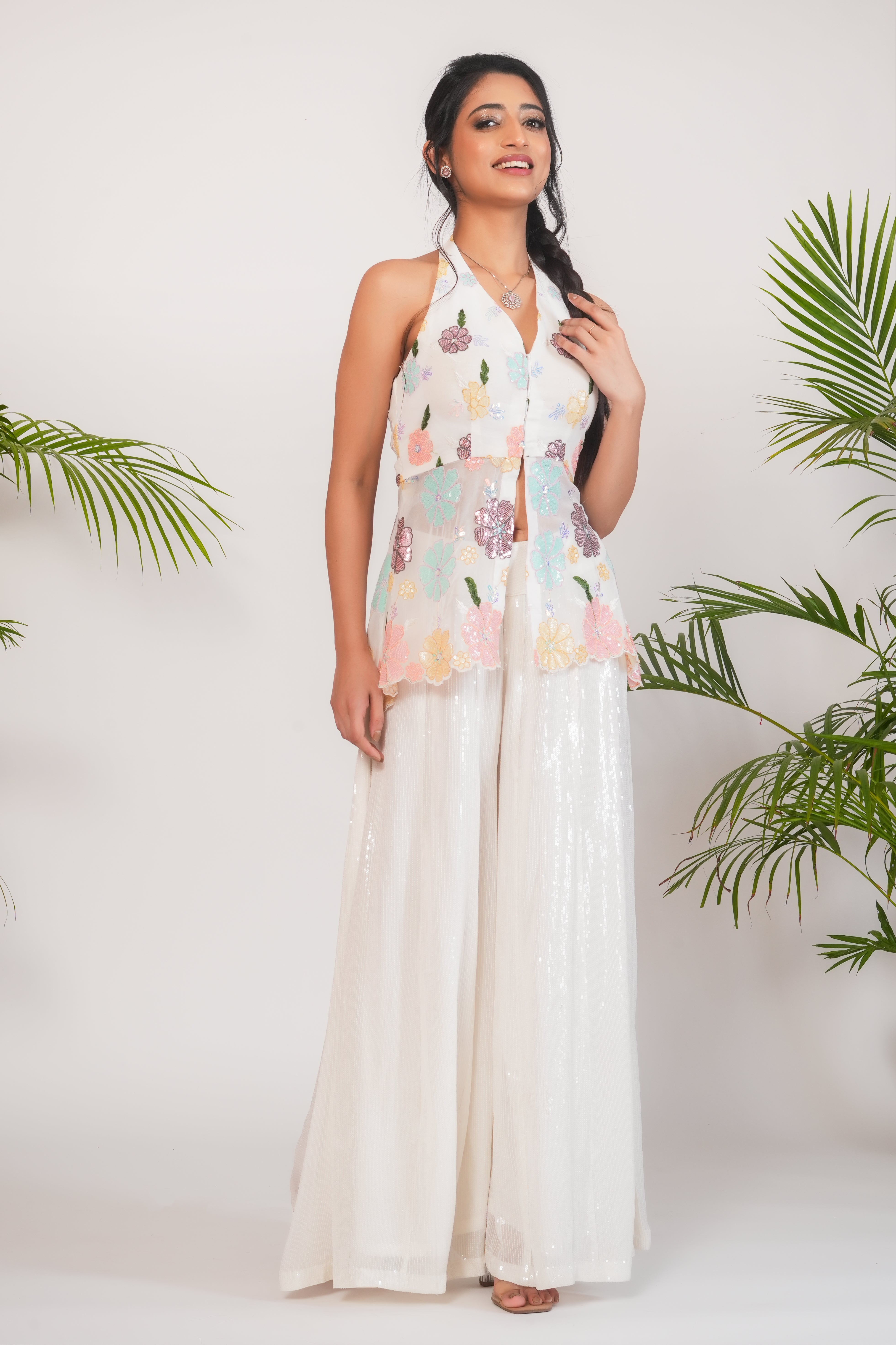 HALTER NECK SHARARA SET