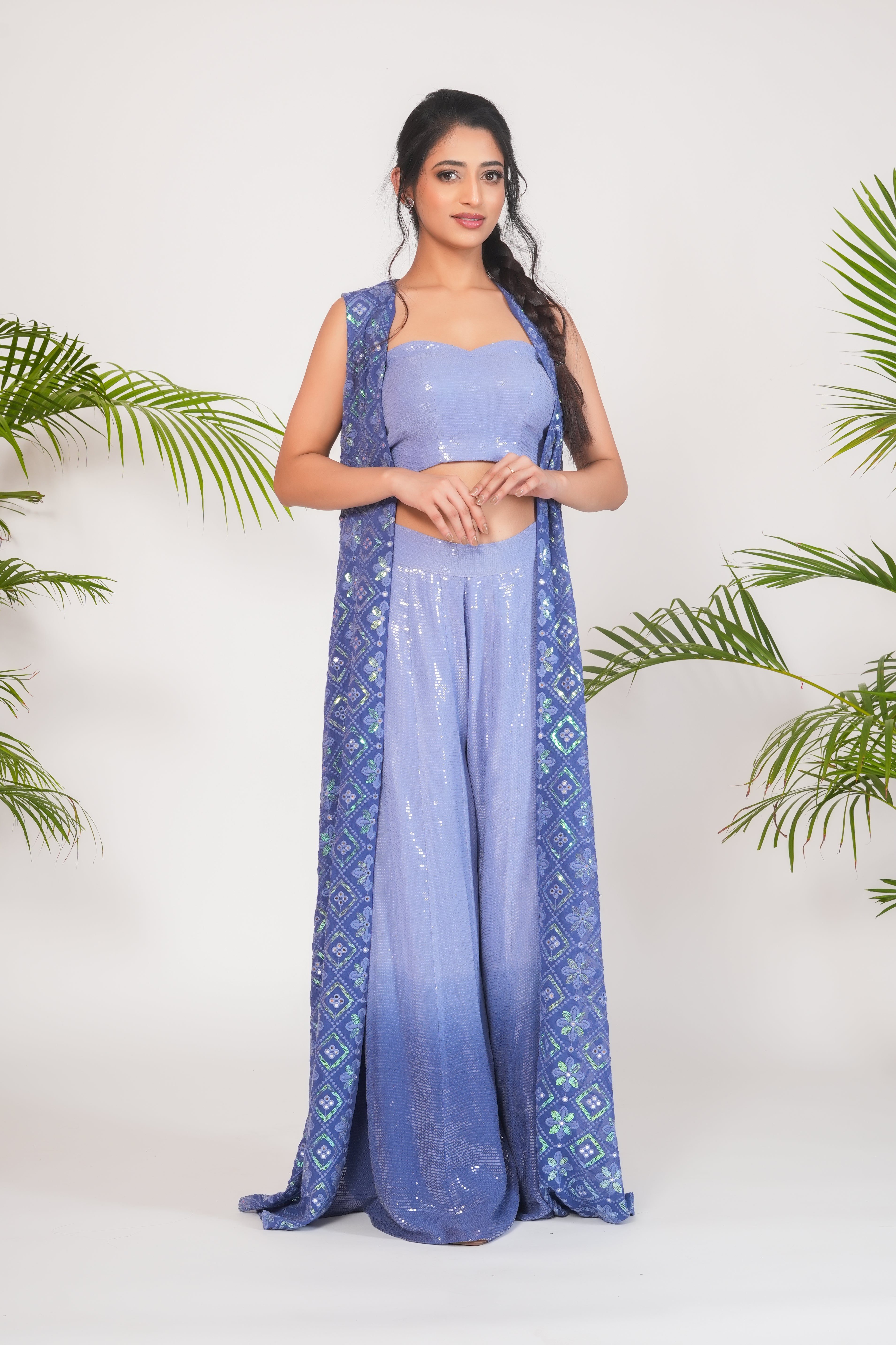 THREE PIECE OMBRÉ SHARARA SET