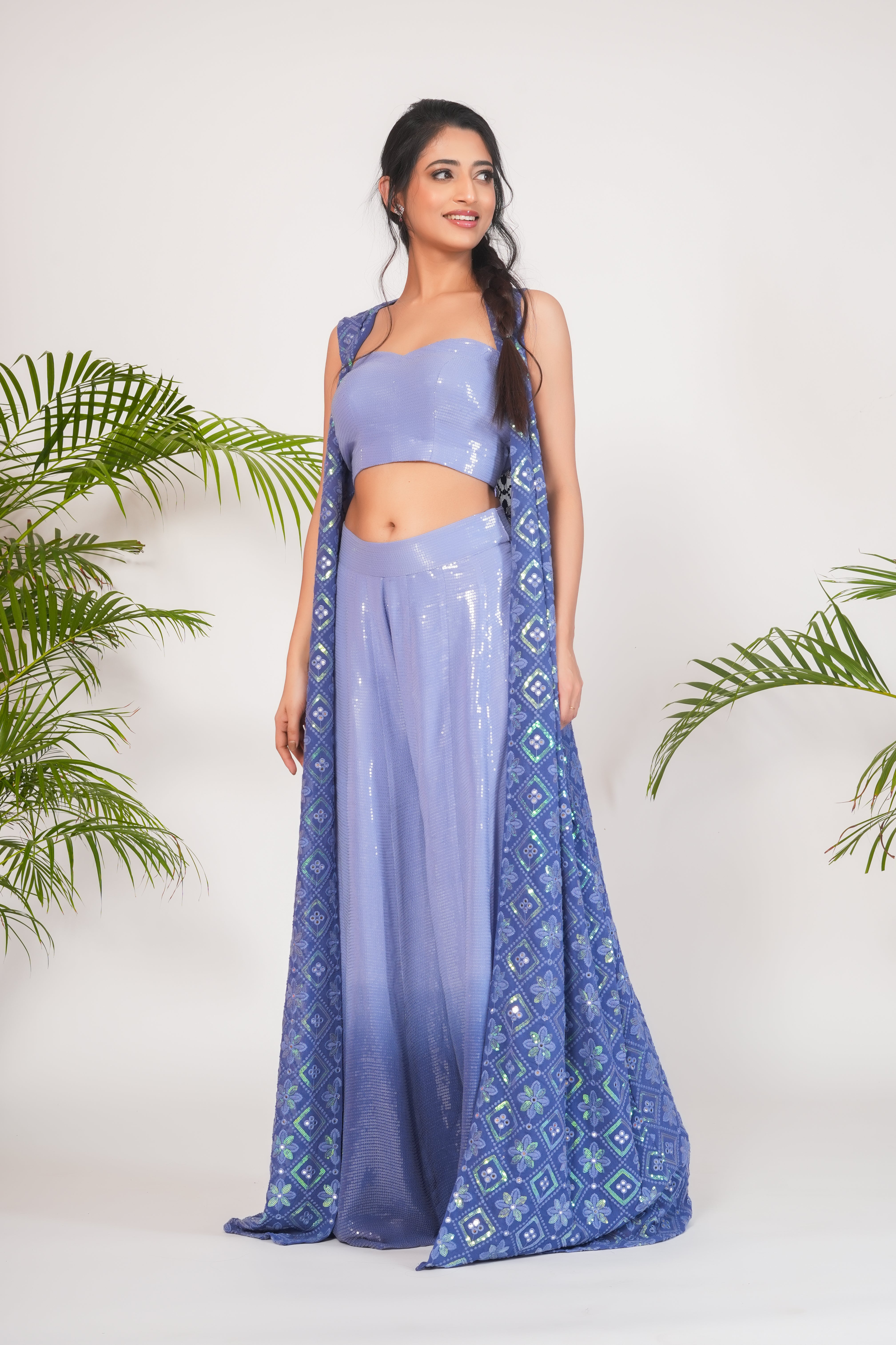 THREE PIECE OMBRÉ SHARARA SET