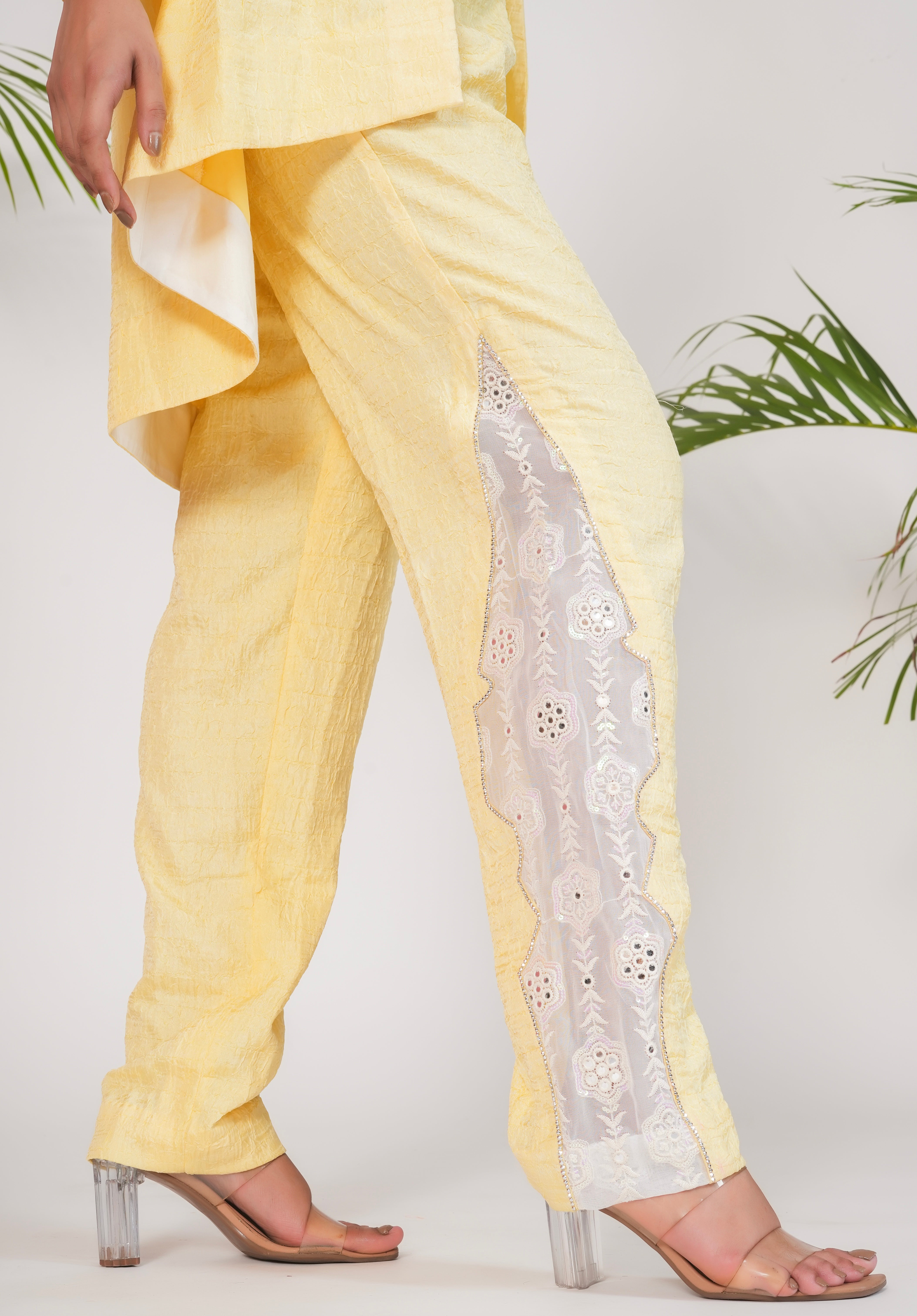 BUTTER YELLOW HIGH LOW SET WITH CORSET