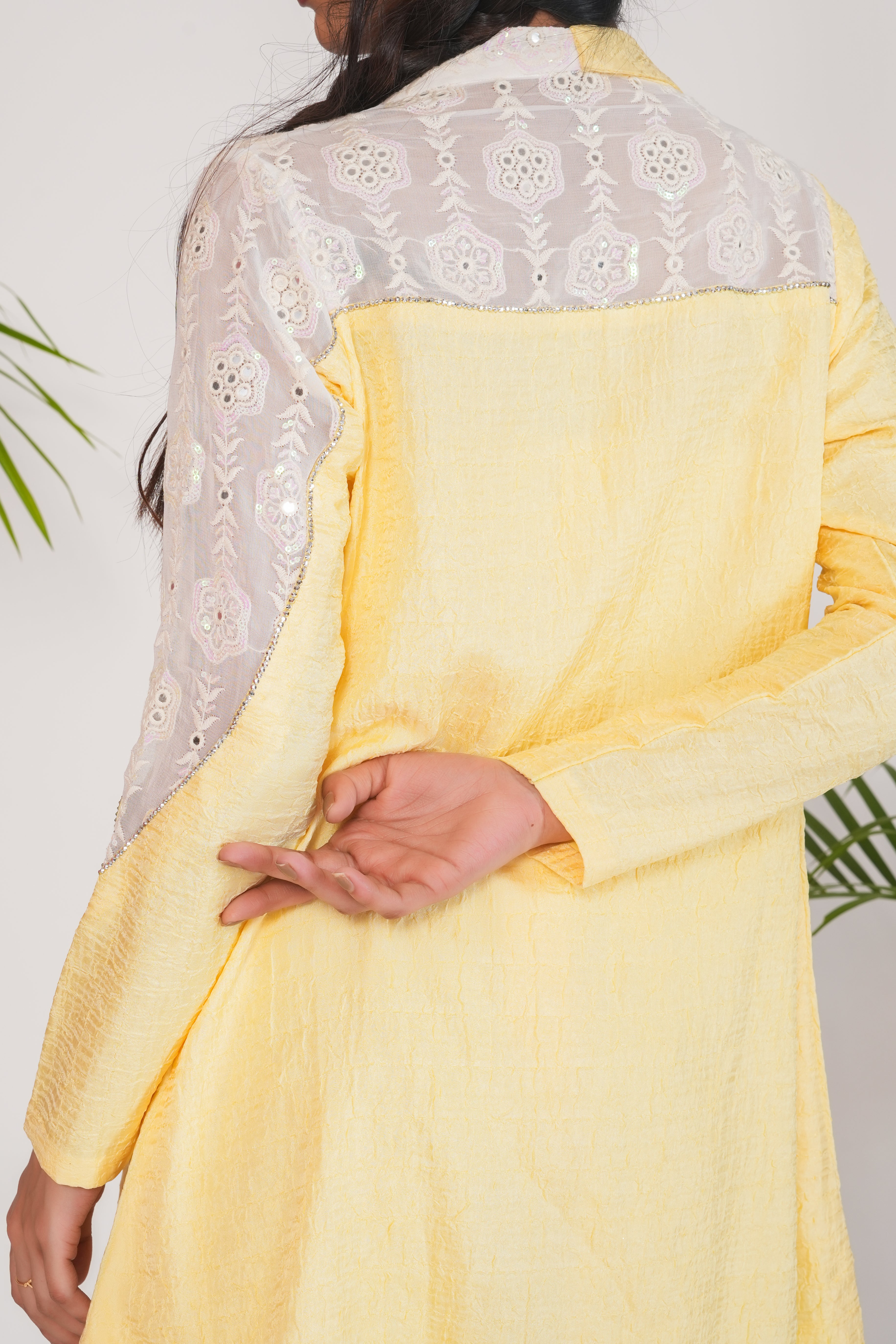 BUTTER YELLOW HIGH LOW SET WITH CORSET