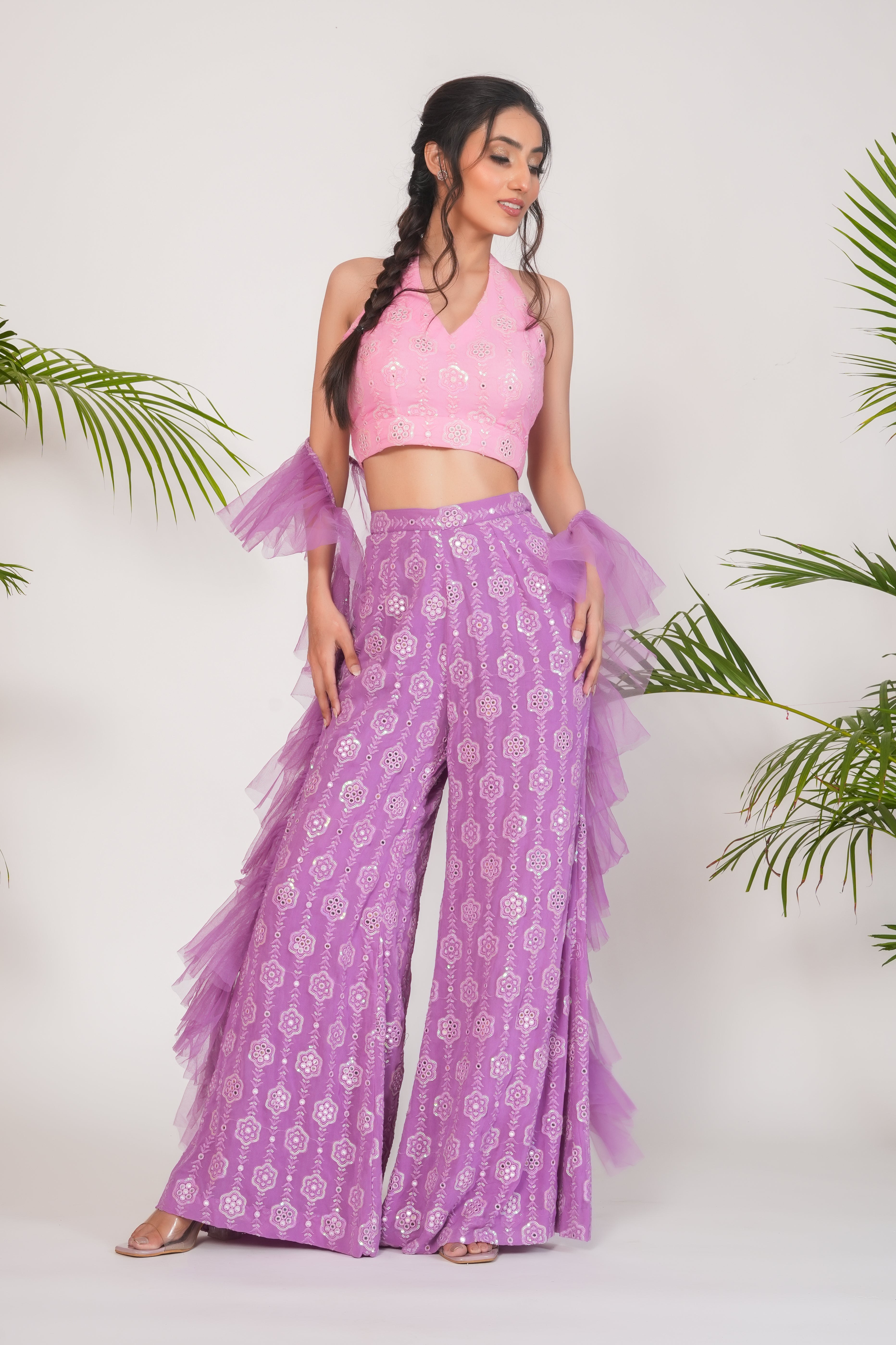 SHARARA SET WITH CIRCULAR FRILL DUPATTA