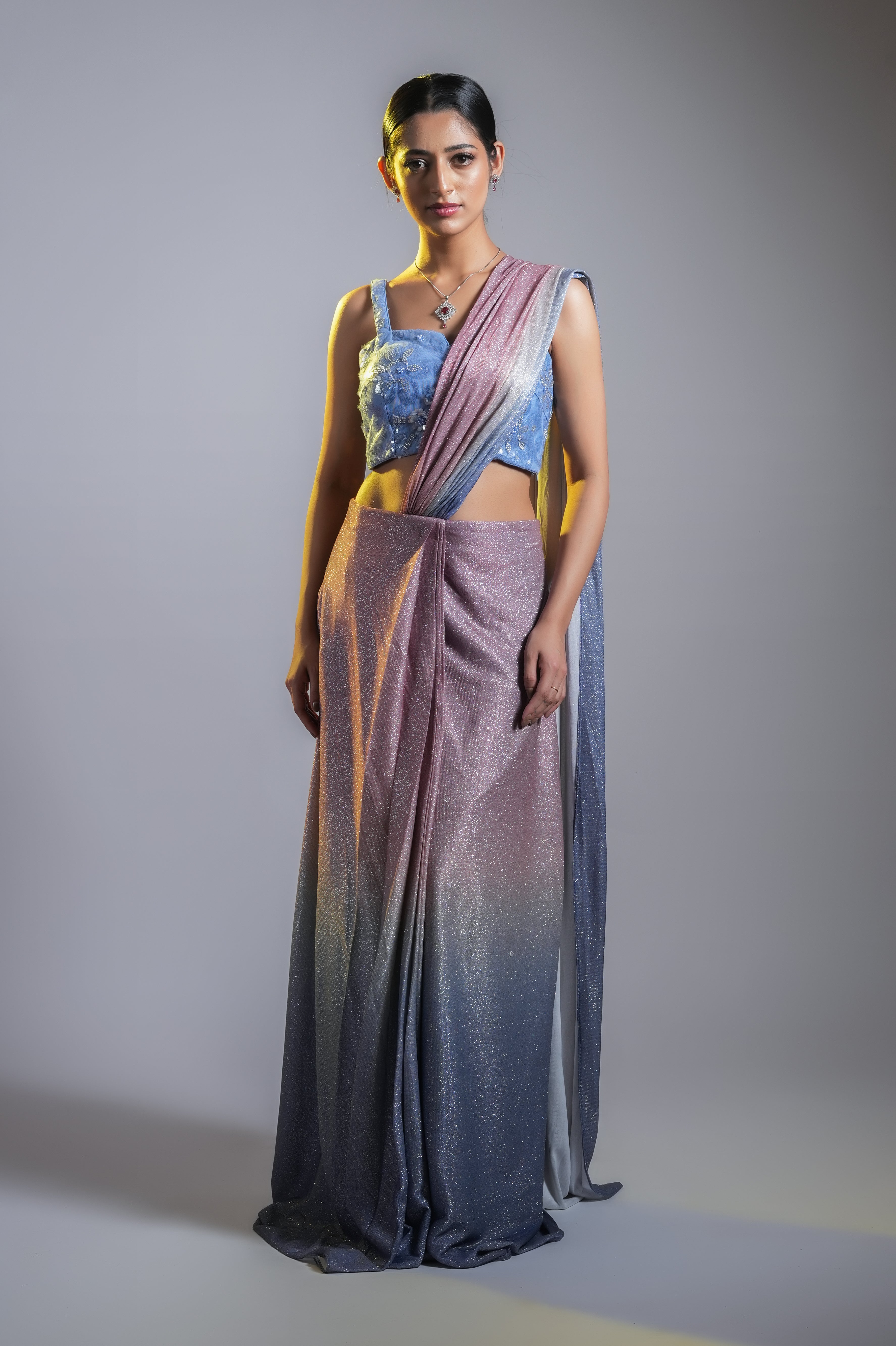 OMBRÉ SHIMMER PRE DRAPED SAREE