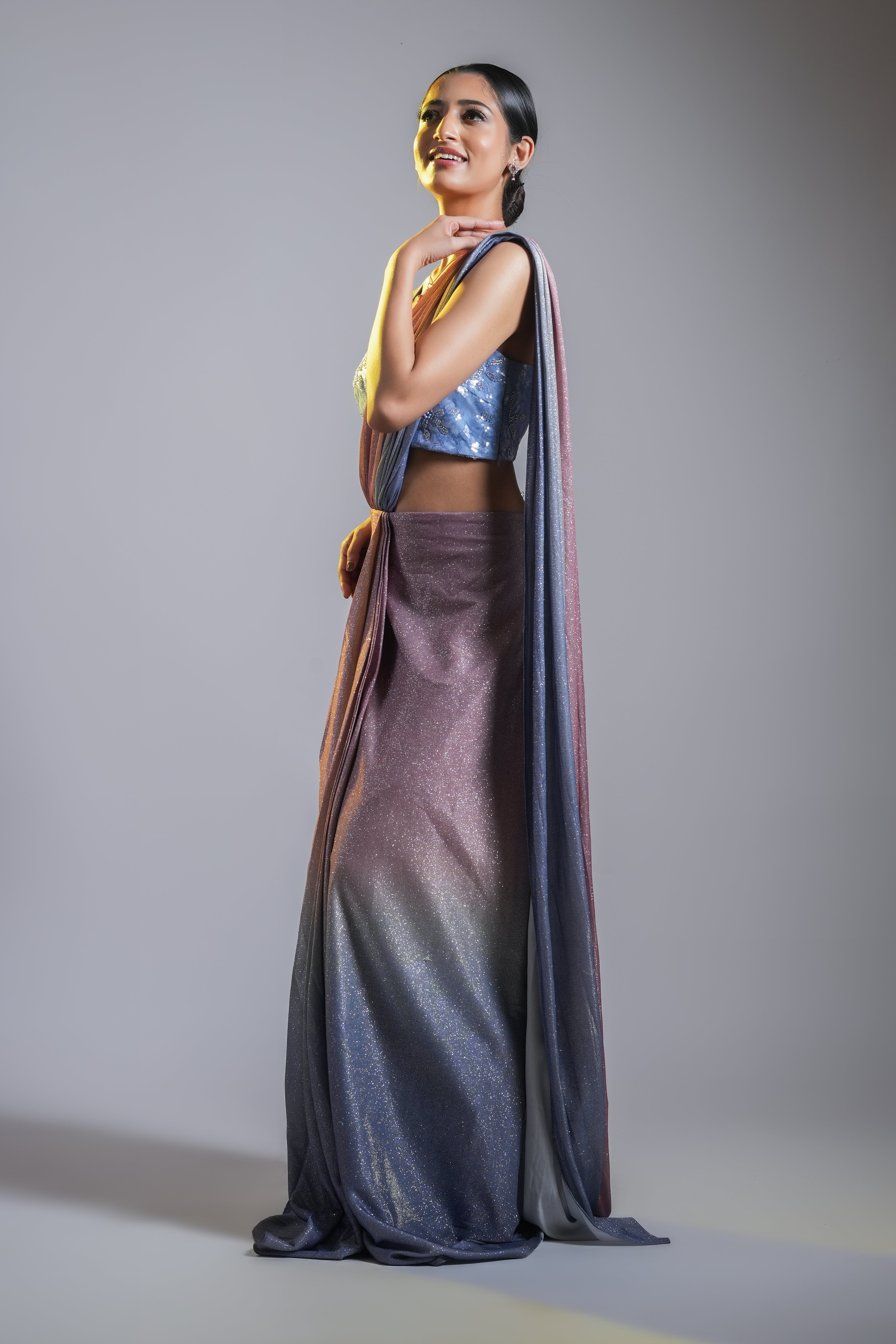 OMBRÉ SHIMMER PRE DRAPED SAREE