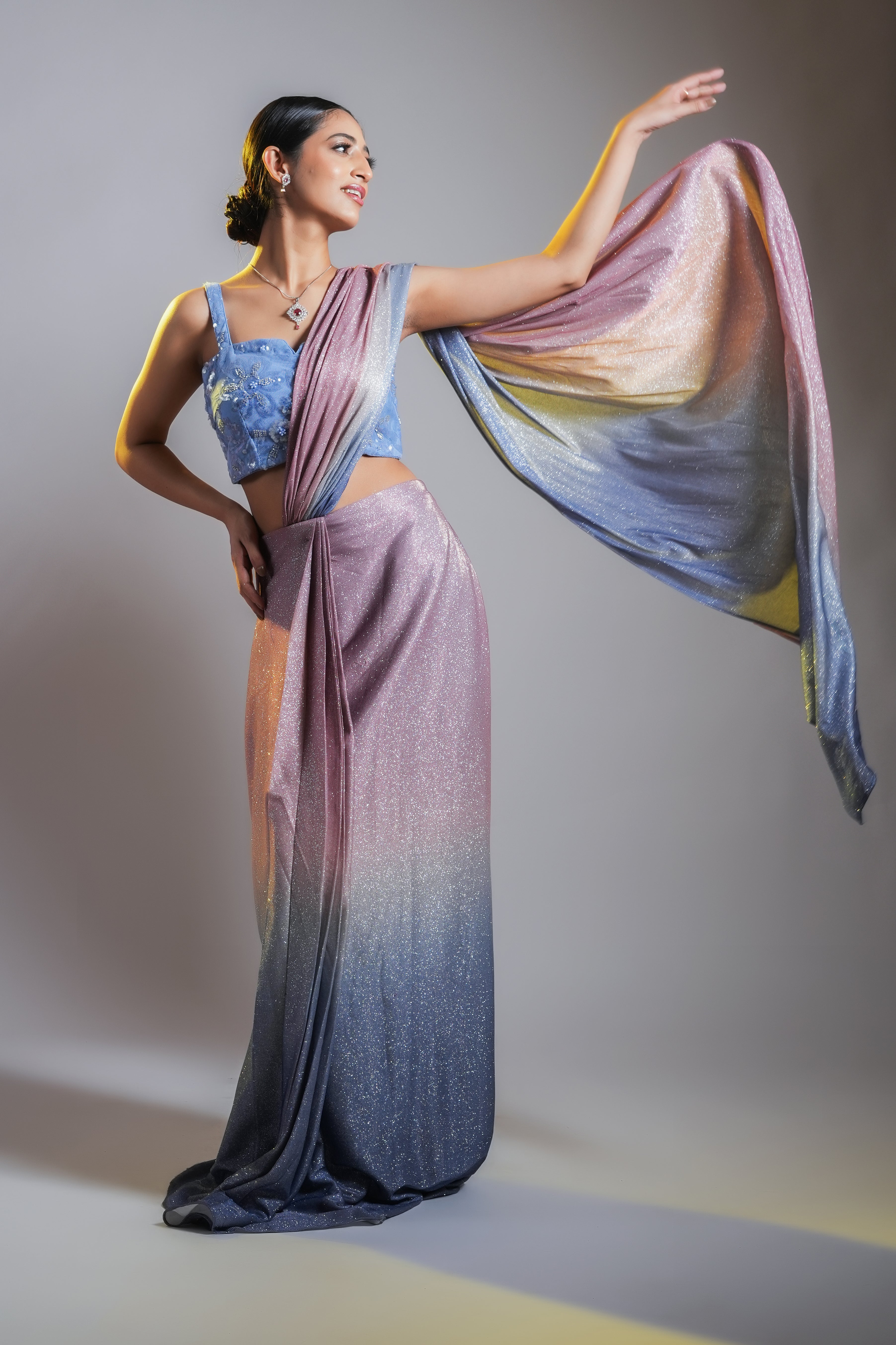 OMBRÉ SHIMMER PRE DRAPED SAREE