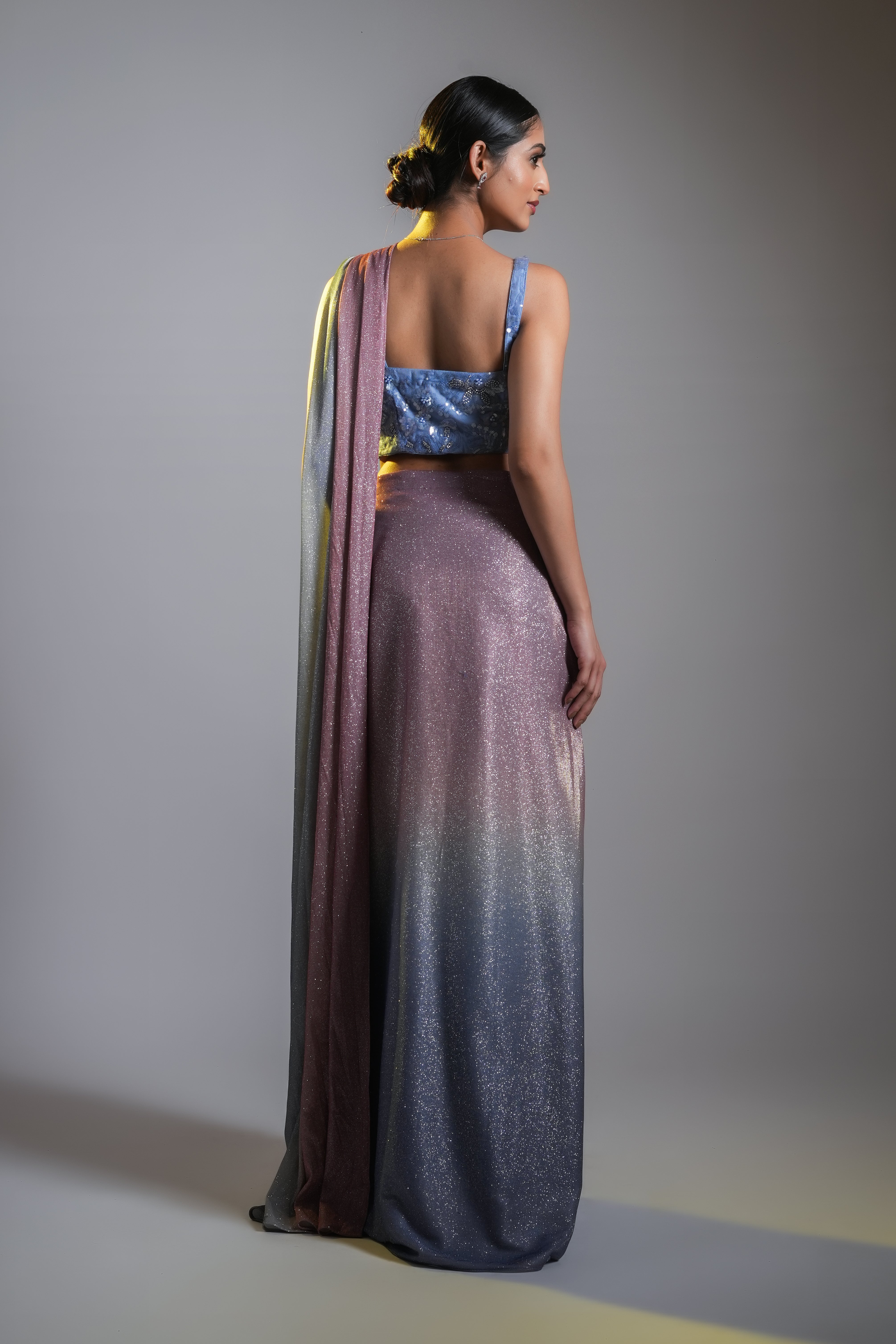 OMBRÉ SHIMMER PRE DRAPED SAREE