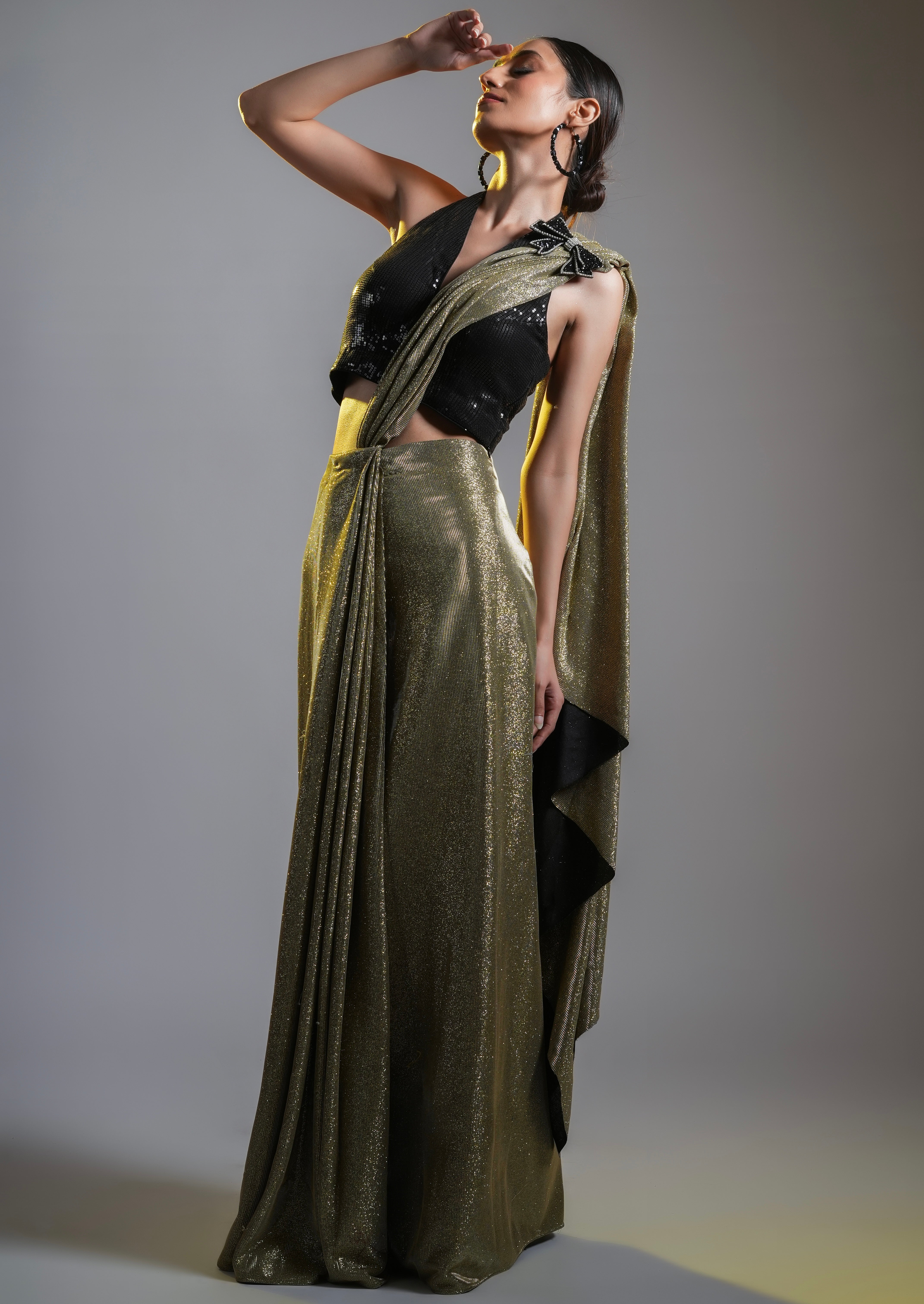 GOLD SHIMMER PRE DRAPED SAREE