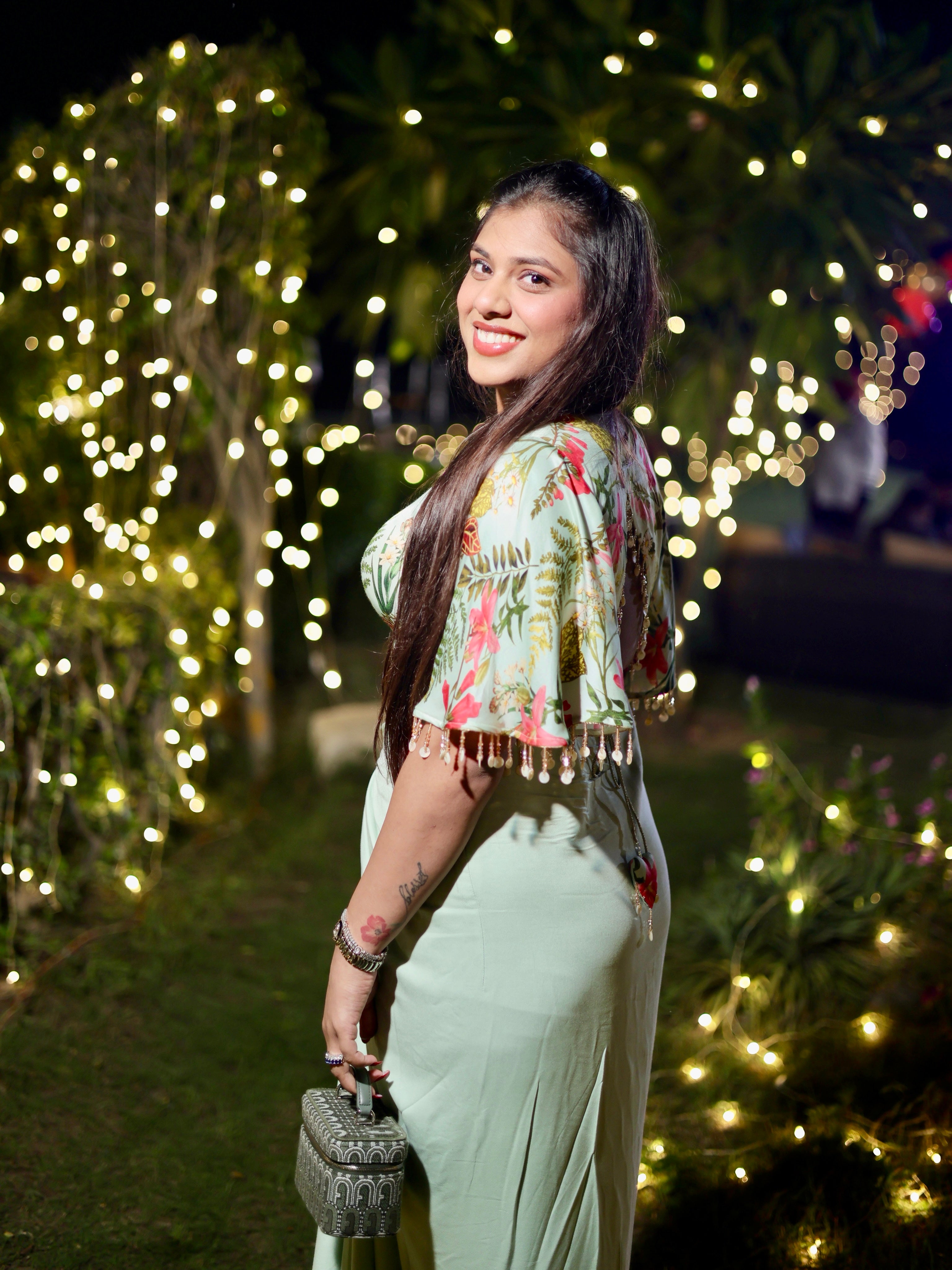 MINT FLORA DRAPE SET