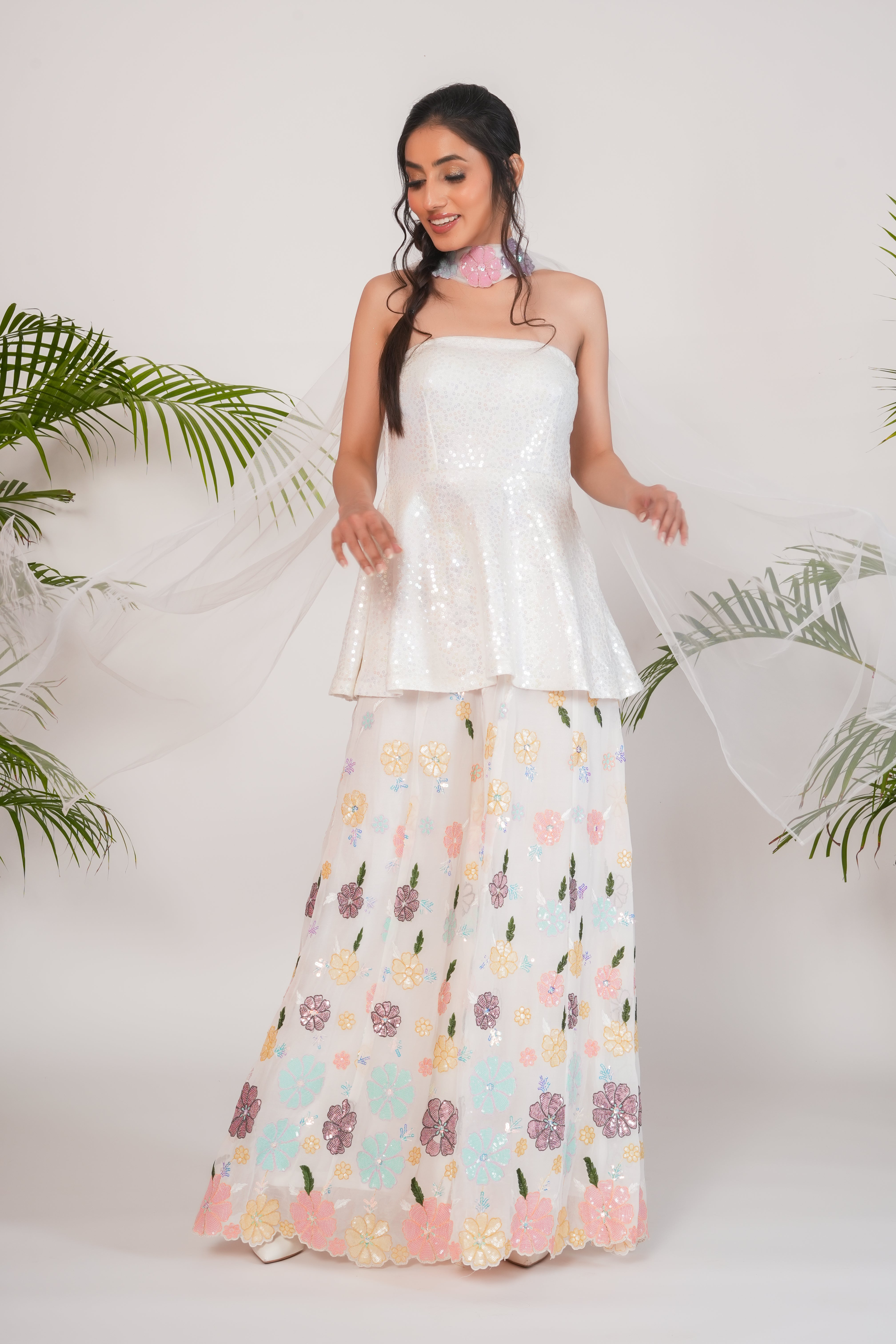 FLORAL SHARARA SET WITH DUPATTA