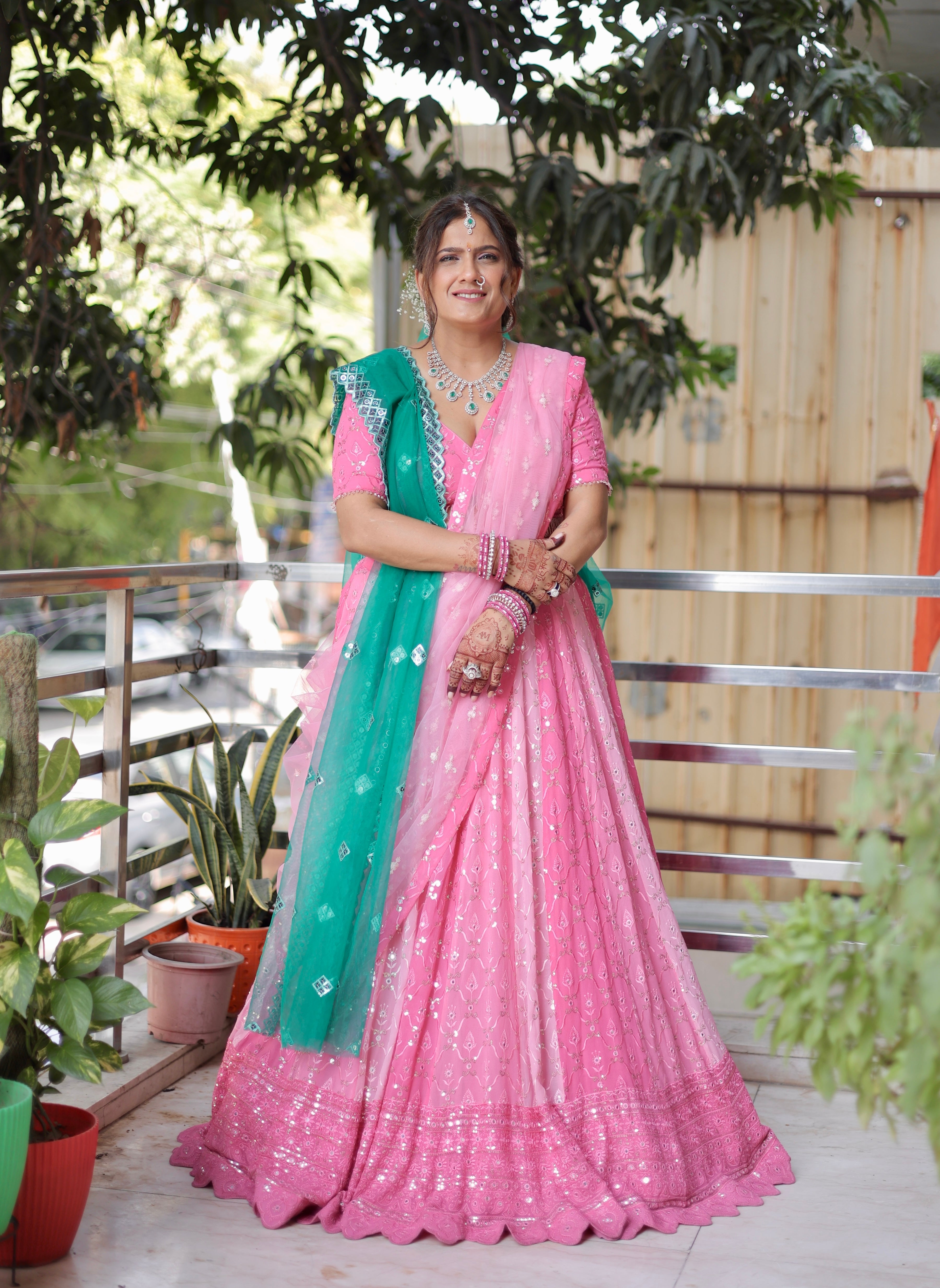 BLUSH PINK SEQUIN EMBROIDERED LEHENGA SET